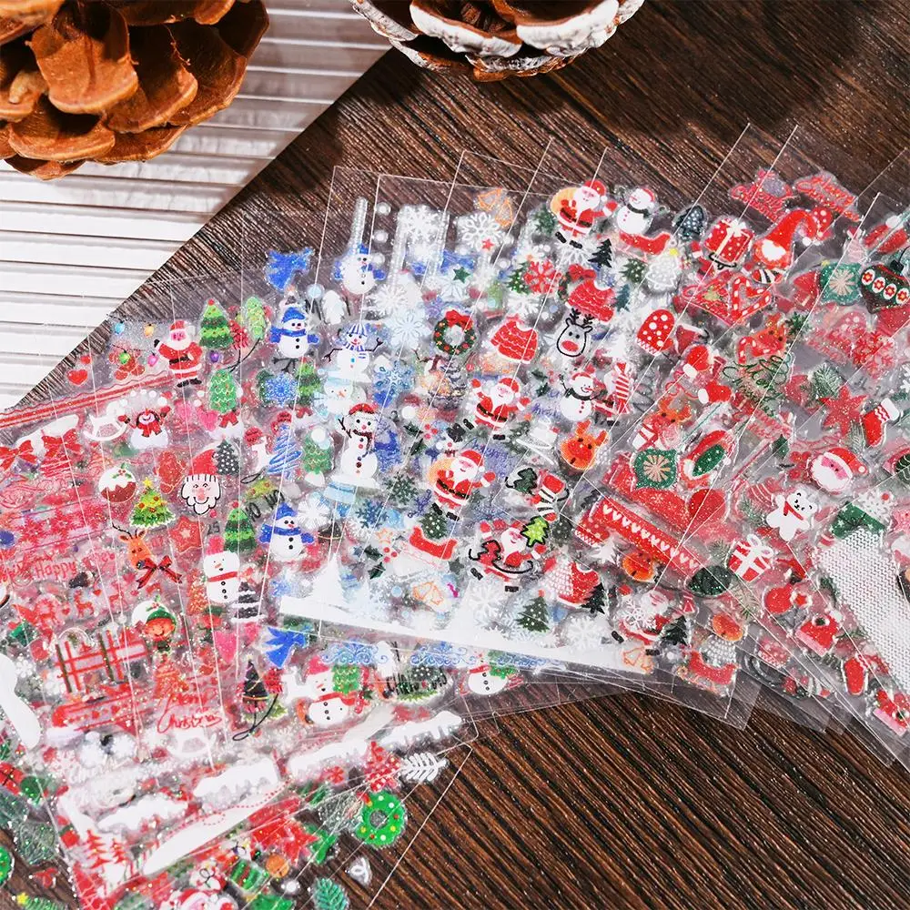 Top Trends: 30pcs / Set 3D Christmas Nail Art Stickers Cute Elk Snowflake Bear SnowMan Nail Decals Xmas Nail Sticker Winter Holiday Nail Decor Shoppable Styles