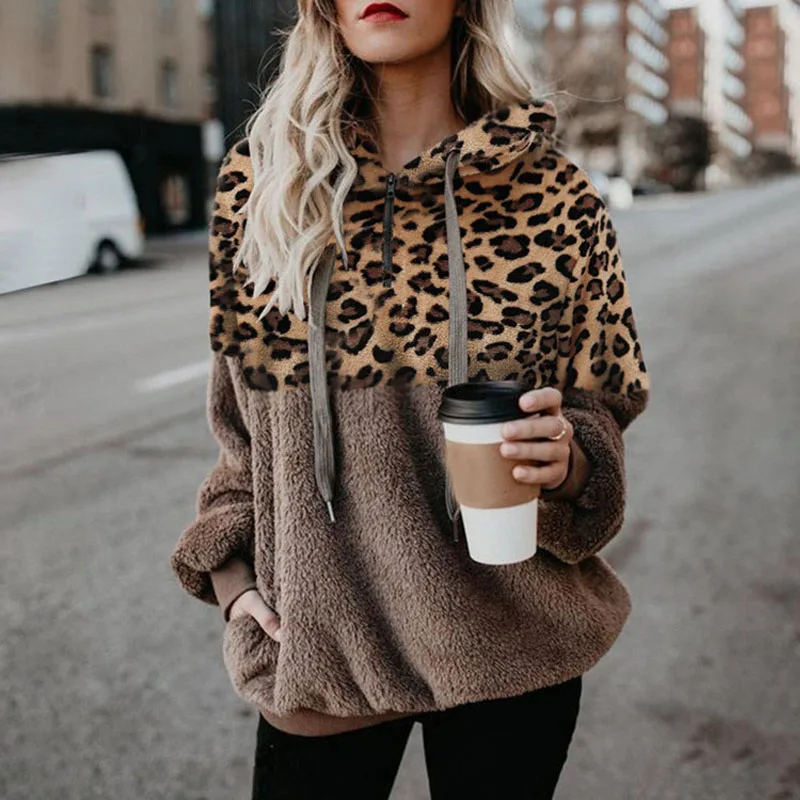 Top Trends: 2023 Autumn And Winter Women&#039;s Fashion Sexy Color Block Leopard Pattern Zipper Hoodie Casual Comfortable Versatile Top Shoppable Styles