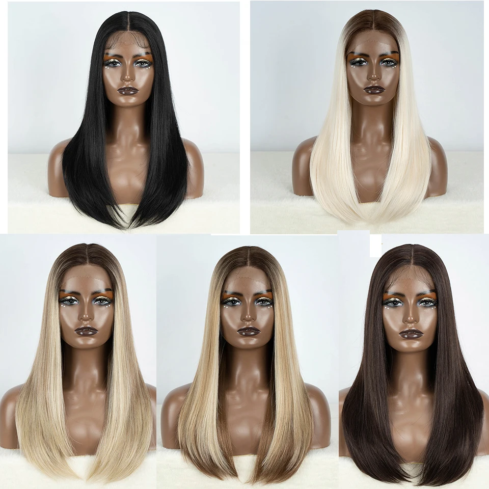 Top Trends: FREEDOM Synthetic Lace Front Wigs For Black Women Straight Bob Wigs 22 Inch Ombre Brown Blonde Lace Wigs Cosplay Wig Shoppable Styles - Image 6