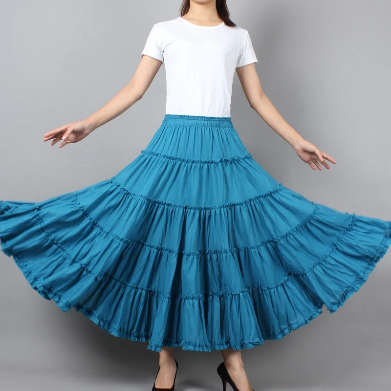 Top Trends: Korean Style Women's Umbrella Shape Long Skirts Sale Summer Girls Solid Ruffles Cotton Skirt Ladies Beach Casual Knitted Skirts Shoppable Styles - Image 5