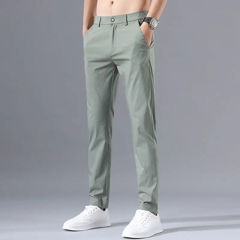 Top Trends: Summer KPOP Fashion Style Harajuku Slim Fit Trousers Loose All Match Thin Style Casual Pants Solid Button Straight Leg Pants Shoppable Styles - Image 4