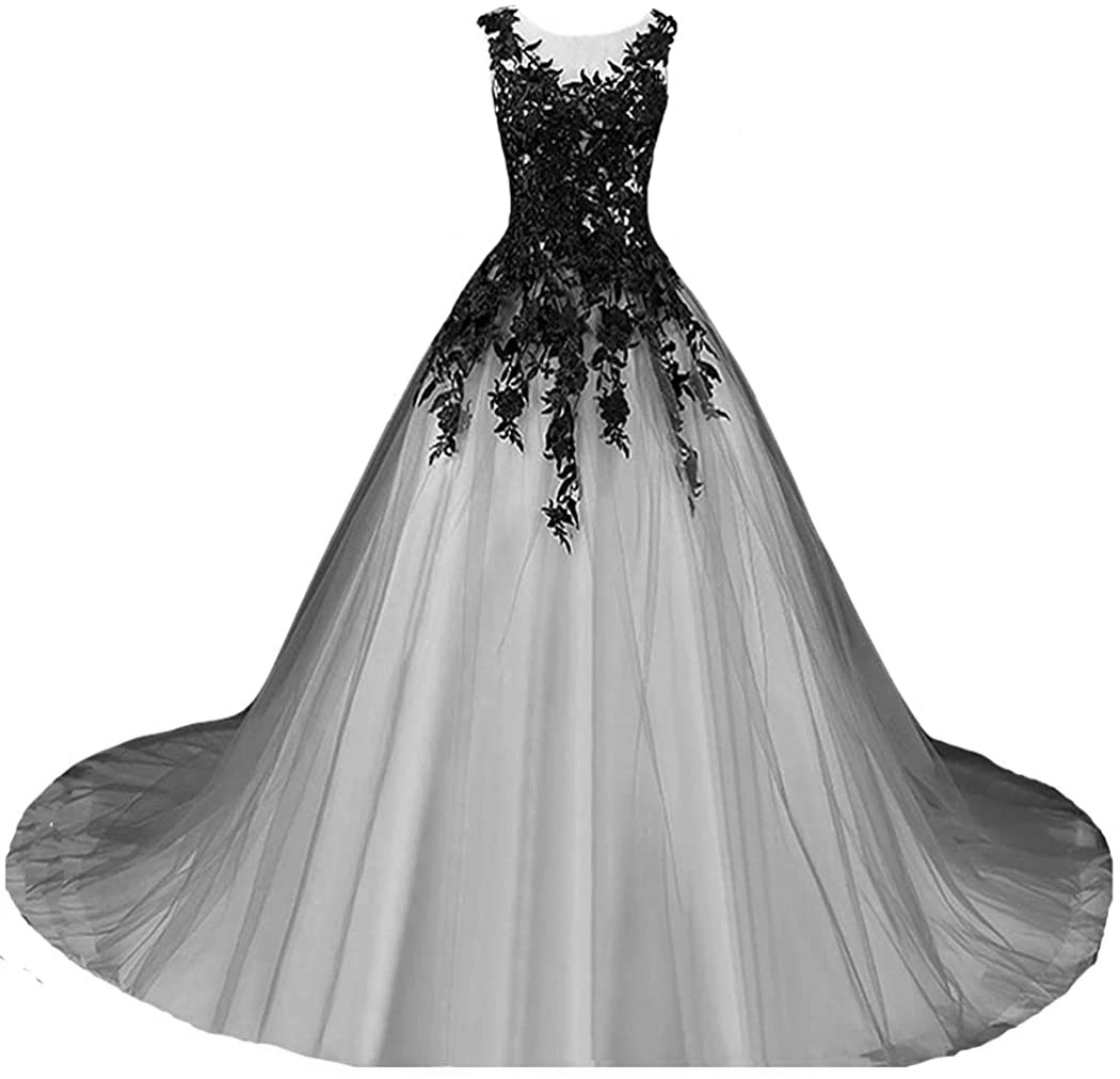 Top Trends: Gothic Black And White Wedding Dress A Line Long Train Sleeveless Lace-up Plus Size Corset Bridal Gowns Custom Made Shoppable Styles