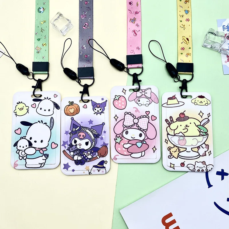 Top Trends: Original Sanrio Card Holder Hello Kitty Kulomi Melody Cute Cartoons Figure PVC Card Cover Student Campus Lanyard ID Hanging Neck Shoppable Styles