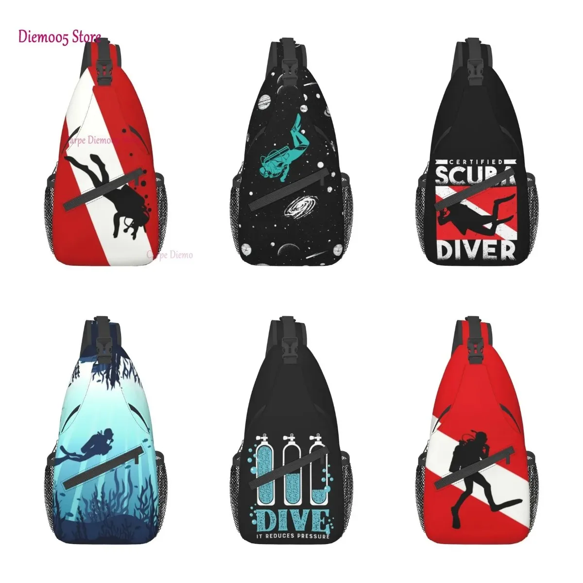 Top Trends: Scuba Dive Flag Bubble Sling Crossbody Backpack Men Custom Diving Diver Shoulder Chest Bag For Travel Hiking Daypack Shoppable Styles