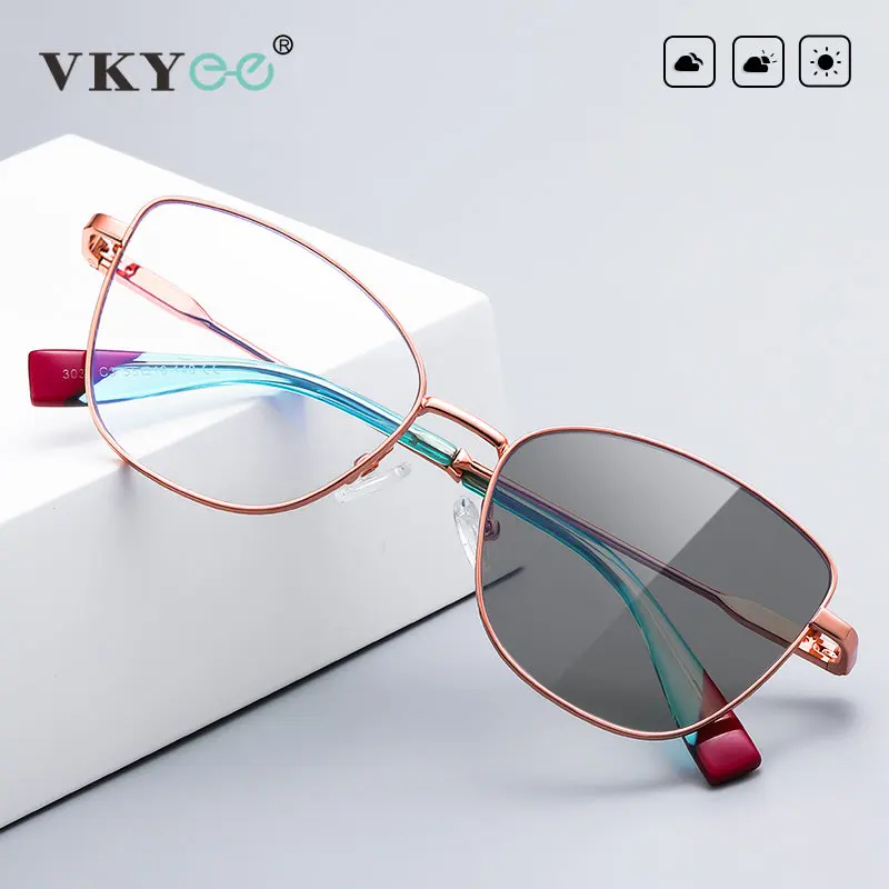 Top Trends: VKYEE Women Photochromic Anti Blue Light Reading Glasses Myopia Hyperopia Prescription Color Change Optical Eyeglasses PFD3039 Shoppable Styles