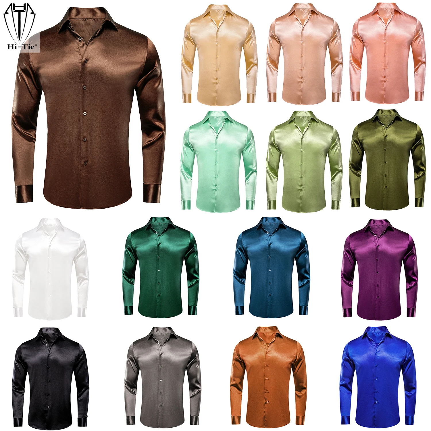 Top Trends: Dropshipping Silk Mens Shirts Long Sleeves Plain Satin Wedding Business Party Overshirt Wholesale For Male Wedding Business Shoppable Styles