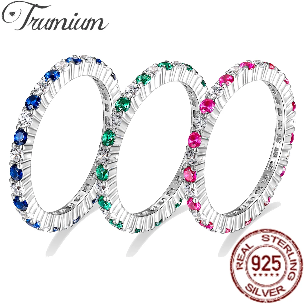 Top Trends: Trumium 925 Sterling Silver Rings For Women Sapphire Ruby Cubic Zircon Color Gemstone Boho Wedding Engagement Ring Jewelry Shoppable Styles