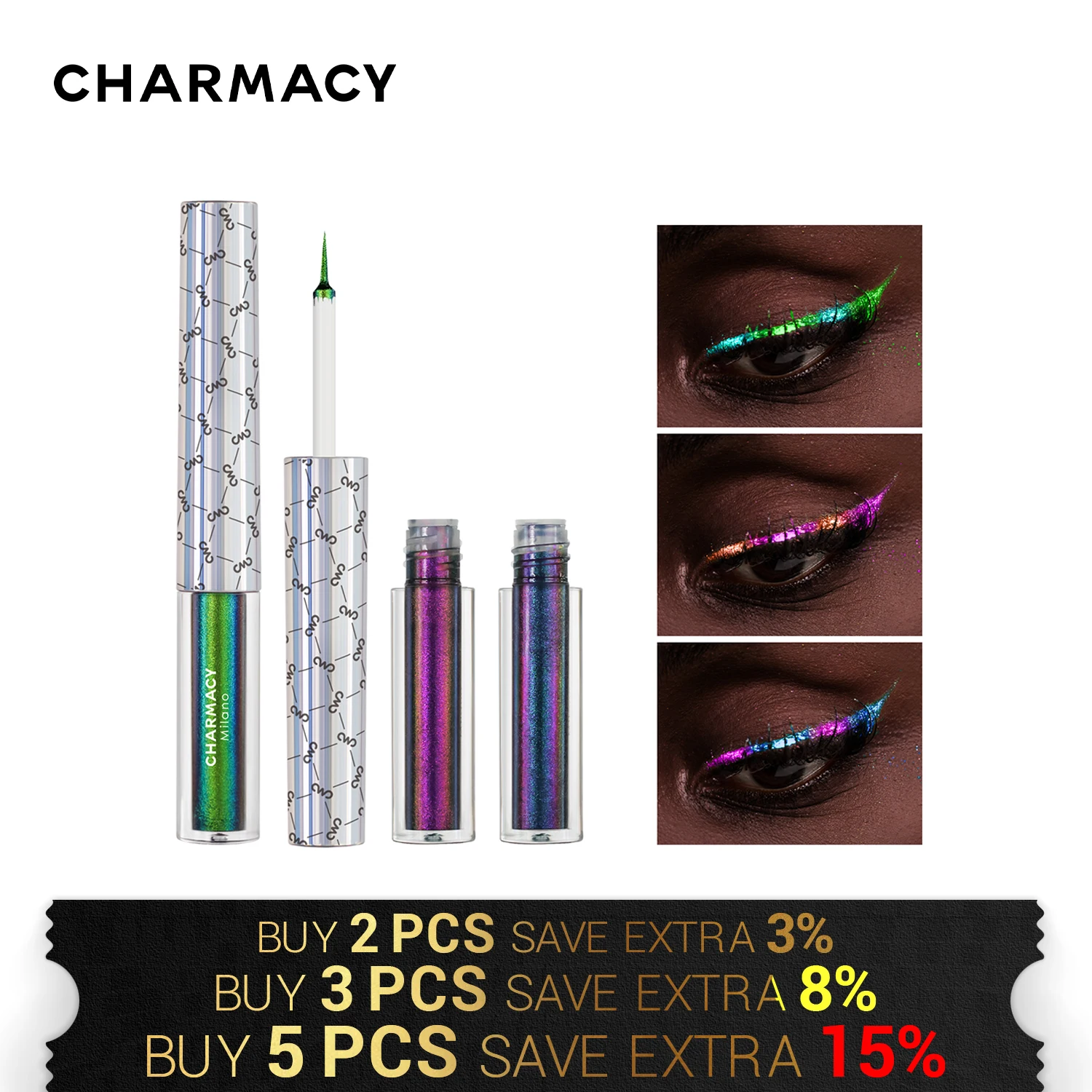 Top Trends: CHARMACY Chameleon Waterproof Liquid Eyeliner Glitter Long-lasting High Pigment Smudge-proof Eye Liner Makeup Cosmetic For Women Shoppable Styles