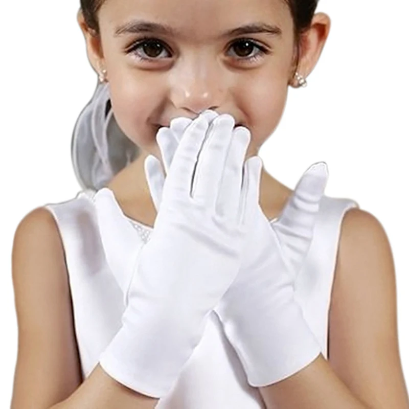 Top Trends: 1pair New Fashion White Kids Gloves Boys And Girls White Dancing Dress Etiquette Gloves Stage Performance Spandex Elastic Gloves Shoppable Styles