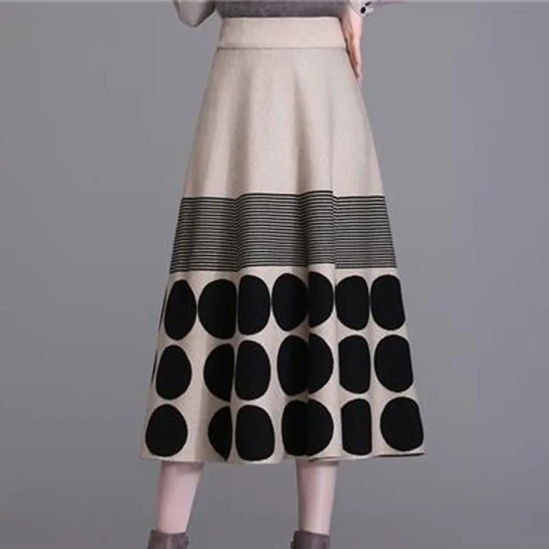 Top Trends: New Autumn And Winter Fashion Irregular Colored Dotted High Waist Skirt Versatile Western Women&#039;s A-line Knitted Long Dress Shoppable Styles