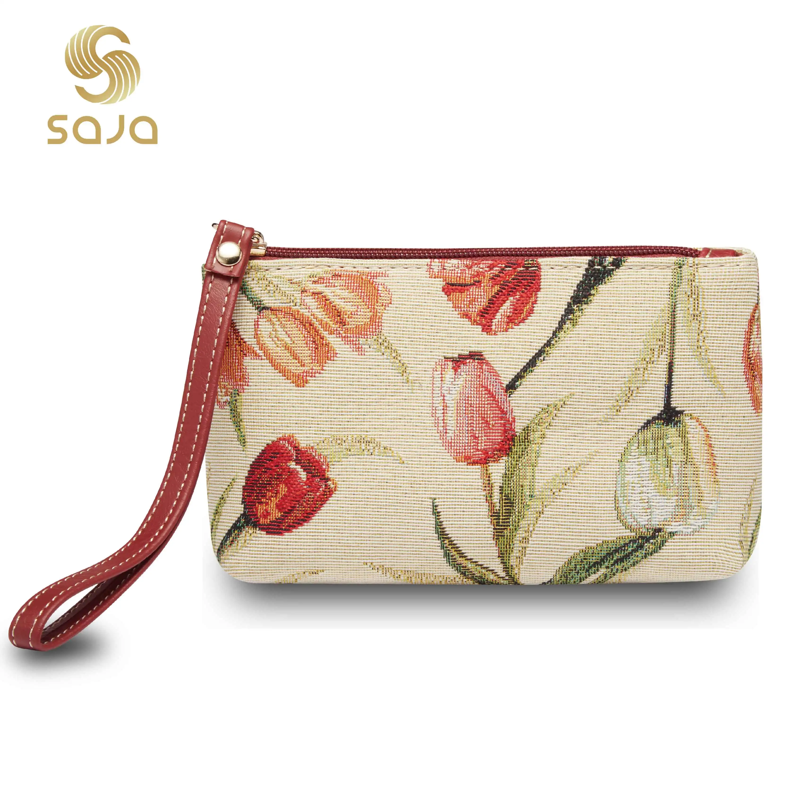 Top Trends: SAJA Coin Purses Wristlets Wrist Bag Women's Wallet Tapestry Bags Pouch Tulip Flower Lipstick Credit Cards Cash Holder For Girl Shoppable Styles