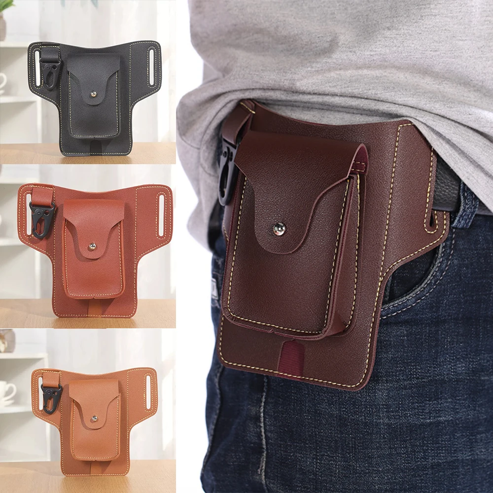 Top Trends: Fashion Men&#039;s Leather Purse Waist Bag Phone Pocket Belt Pouch Multifunction Fanny Pack Man Phone Holster Belt Bag New 2023 Shoppable Styles