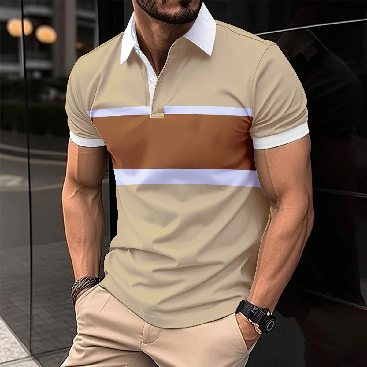 Top Trends: Summer Men's Short-Sleeved Polo Shirt Fashion Splice Printing Hawaii Vacation T-Shirt Breathable Polo Shirt Men's Clothing Top Shoppable Styles