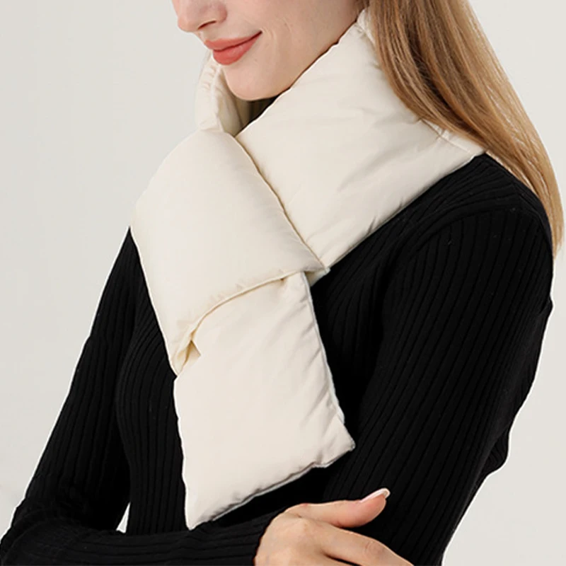 Top Trends: Japanese Style Simple Cotton Padded Scarves Windproof Lady Winter Warm Thicken Down Cotton Scarf High Street Bib False Collar Shoppable Styles - Image 2