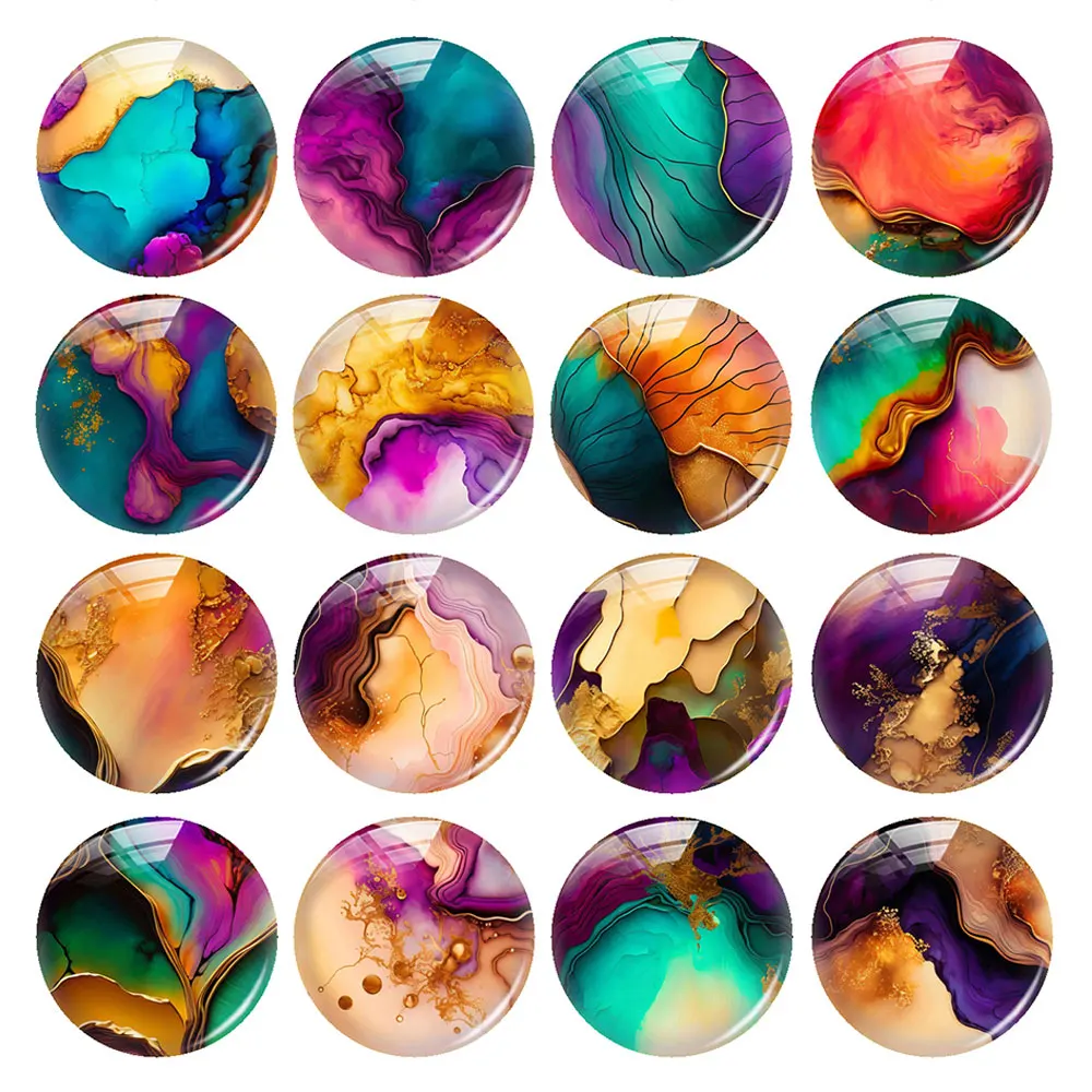 Top Trends: Handmade Watercolor Green Purple Yellow Photo Glass Cabochon Charms Demo Flat Back Cameo For Diy Jewelry Making Accessories Shoppable Styles