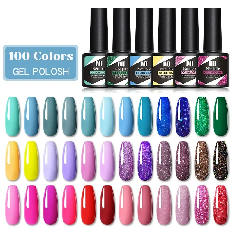 Top Trends: 8.5ml Gel Nail Polish 100 Colors Black Bottle Glitter Soak Off UV LED Semi-Permanent Phototherapy Varnish Nail Art Salon Shoppable Styles