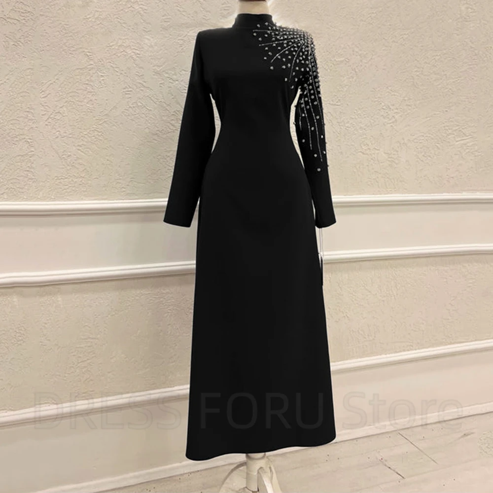 Top Trends: Elegant Black Mother Of The Bride Dress High Neck And Long Sleeve With Beading A-Line Ankle Length For Wedding Party Guest Shoppable Styles - Image 3