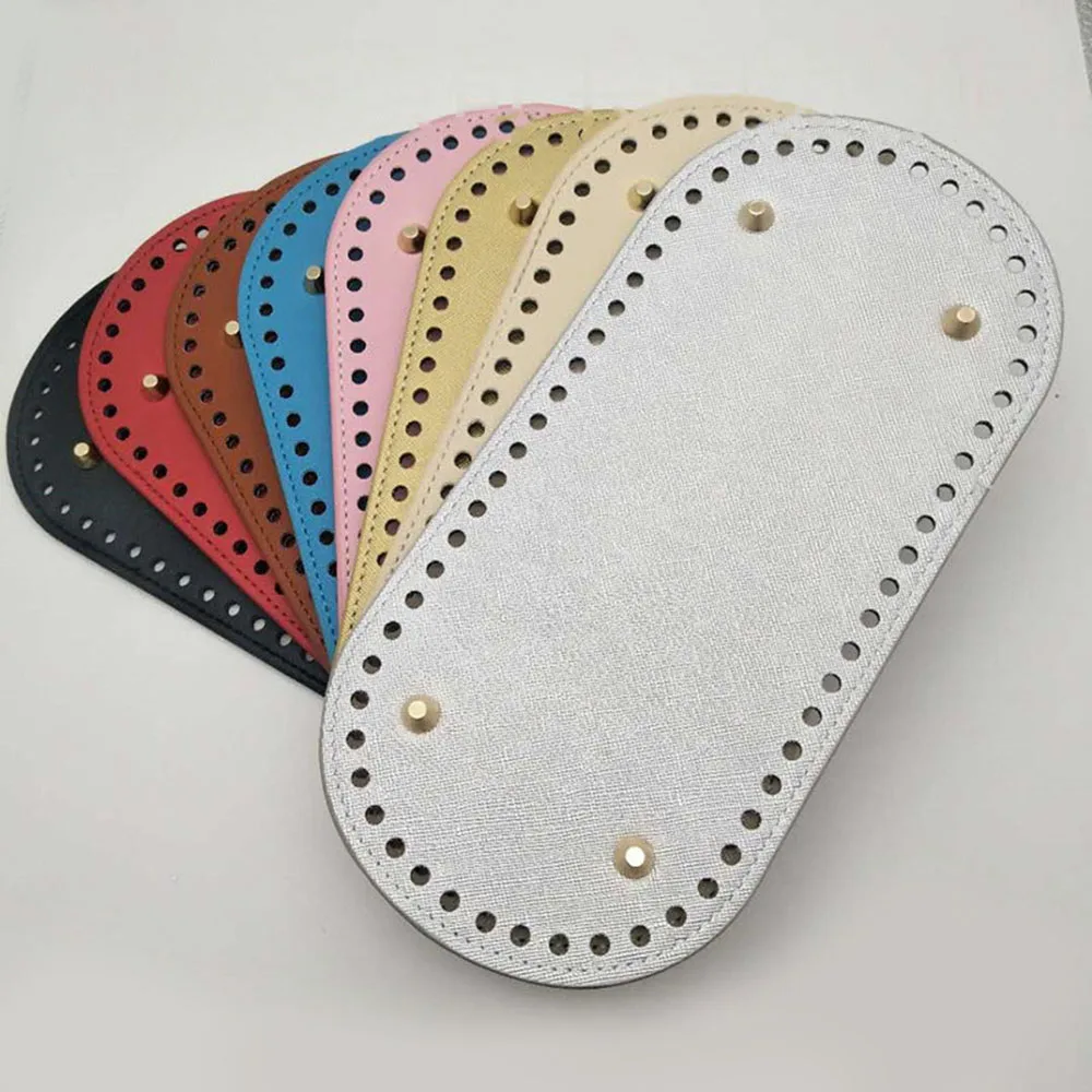 Top Trends: 25*12cm Oval Bag Bottom For Knitted Bag PU Leather Wear-Resistant Accessories Handmade Bottom For DIY Knitting Bag Bottom Base Shoppable Styles