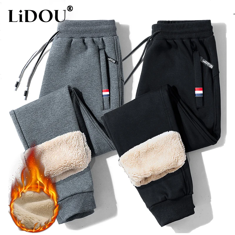 Top Trends: Winter Thick Casual Warm Fleece Sweatpants Male Pants Men Thermal Trousers Fashion Brand High Quality Joggers Streetwear Clothes Shoppable Styles