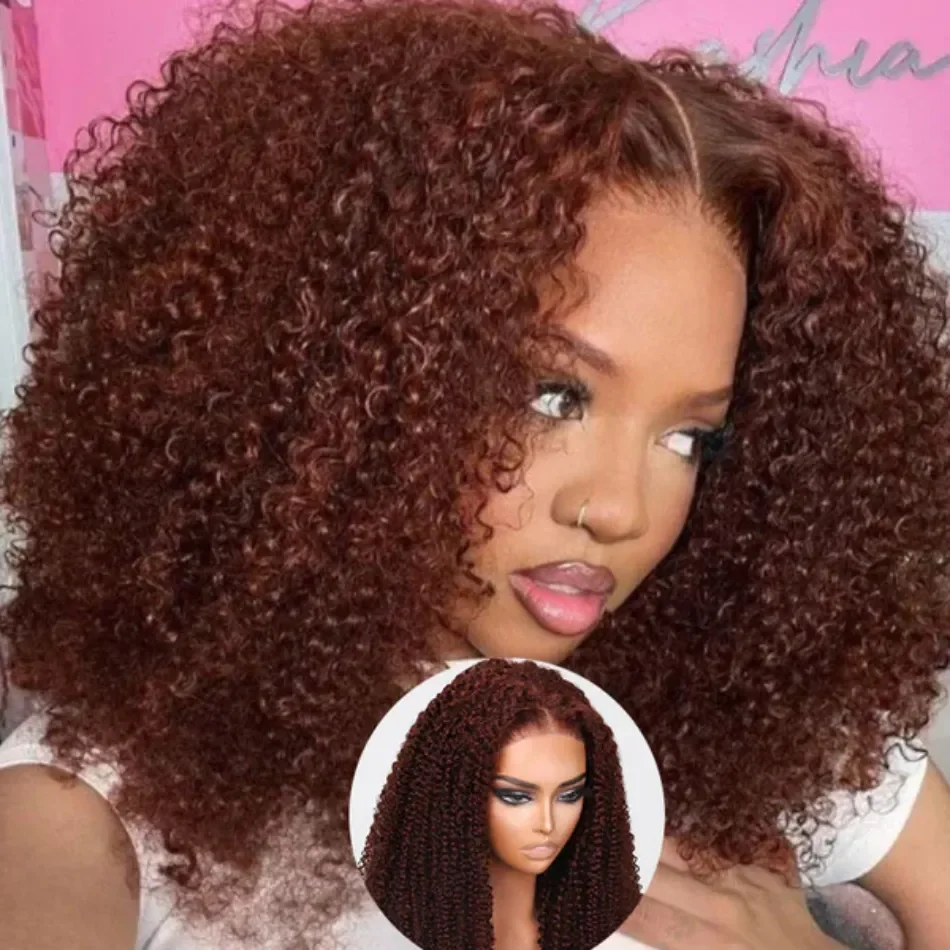 Top Trends: UNice Hair 6x4.5 Glueless Lace Closure Wig Auburn Reddish Brown Color Kinky Curly Wear Go Wig Human Hair For Black Women Shoppable Styles