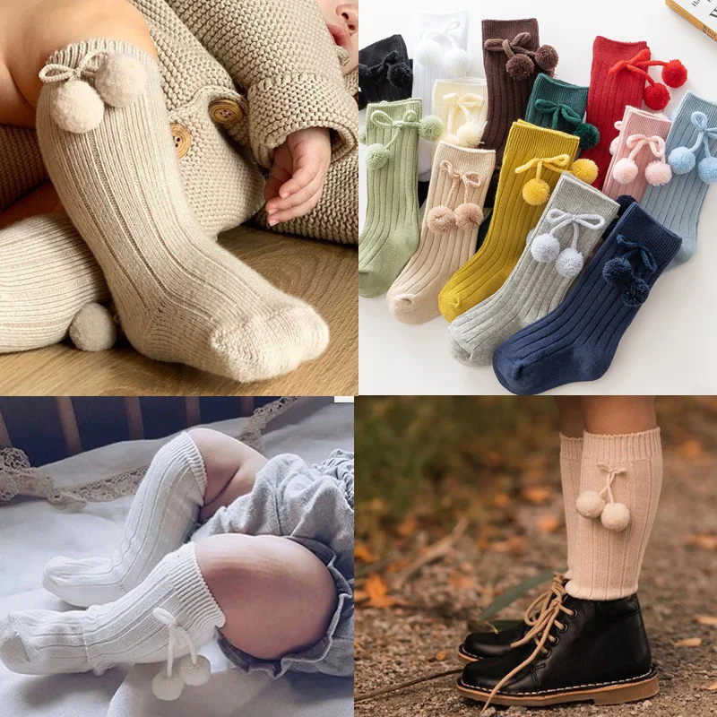 Top Trends: 2024 Baby Girls Socks New Toddlers Girl Pompoms Knee High Long Soft Kids Socks Bows 0-4 Years Newborn Socks Tights For Girls Shoppable Styles