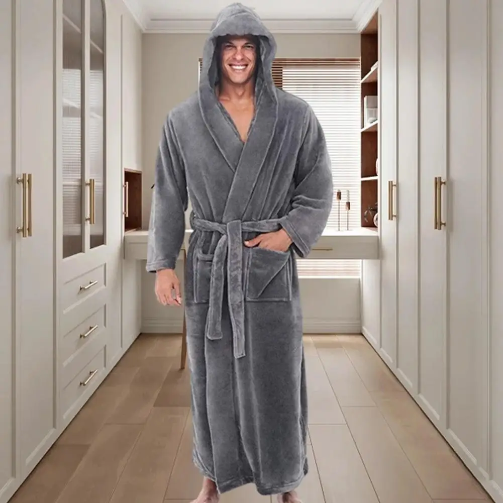 Top Trends: Hooded Fleece Bathrobe Luxurious Men's Hooded Bathrobe With Adjustable Belt Super Soft Fluffy Texture Highly For Ultimate Shoppable Styles