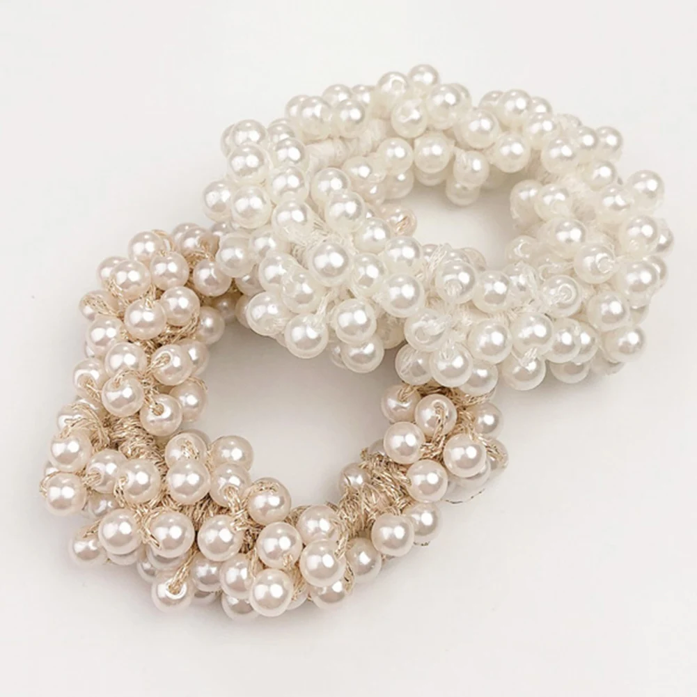 Top Trends: Pearls Beads Hair Ties Elastic Hair Bands For Women Hair Rope Scrunchies Ponytail Holders Rubber Hair Accessories Shoppable Styles