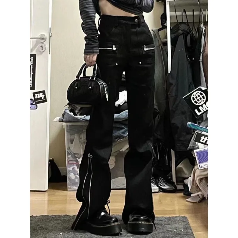 Top Trends: Deeptown Black Gothic Cargo Jeans For Women Y2k Grunge High Waist Punk Denim Pants Korean Streetwear Style Trousers Vintage New Shoppable Styles