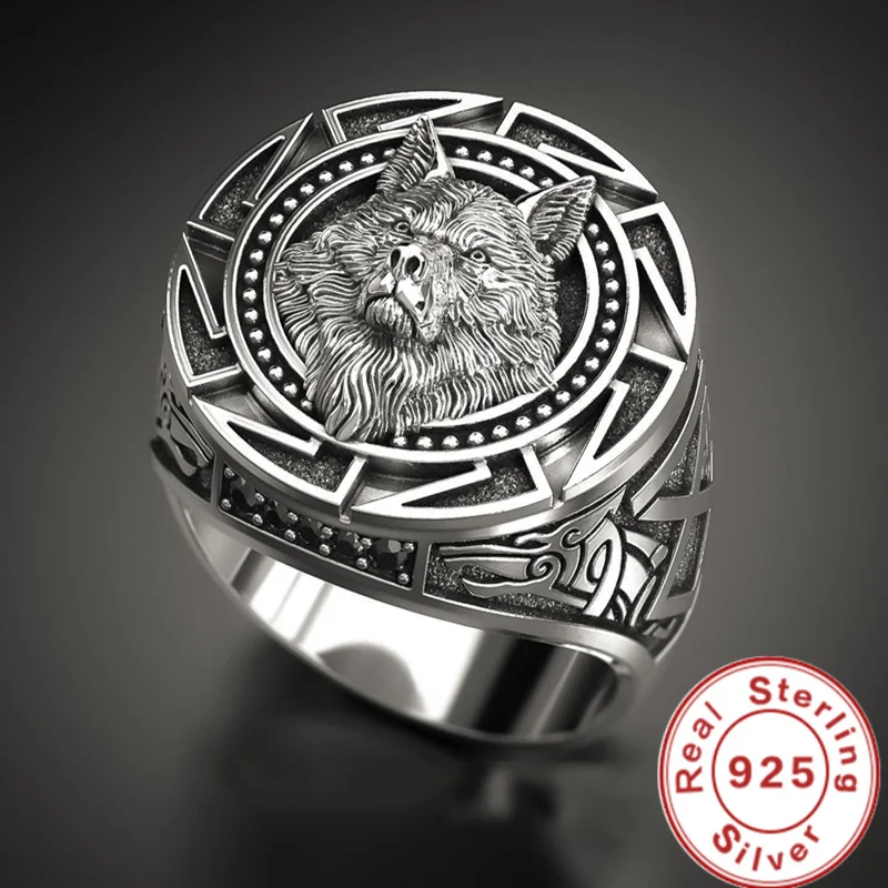 Top Trends: 925 Sterling Silver Ring Retro Wolf Totem Thai Silver Ring Warrior Wolf Head Men's Ring Shoppable Styles