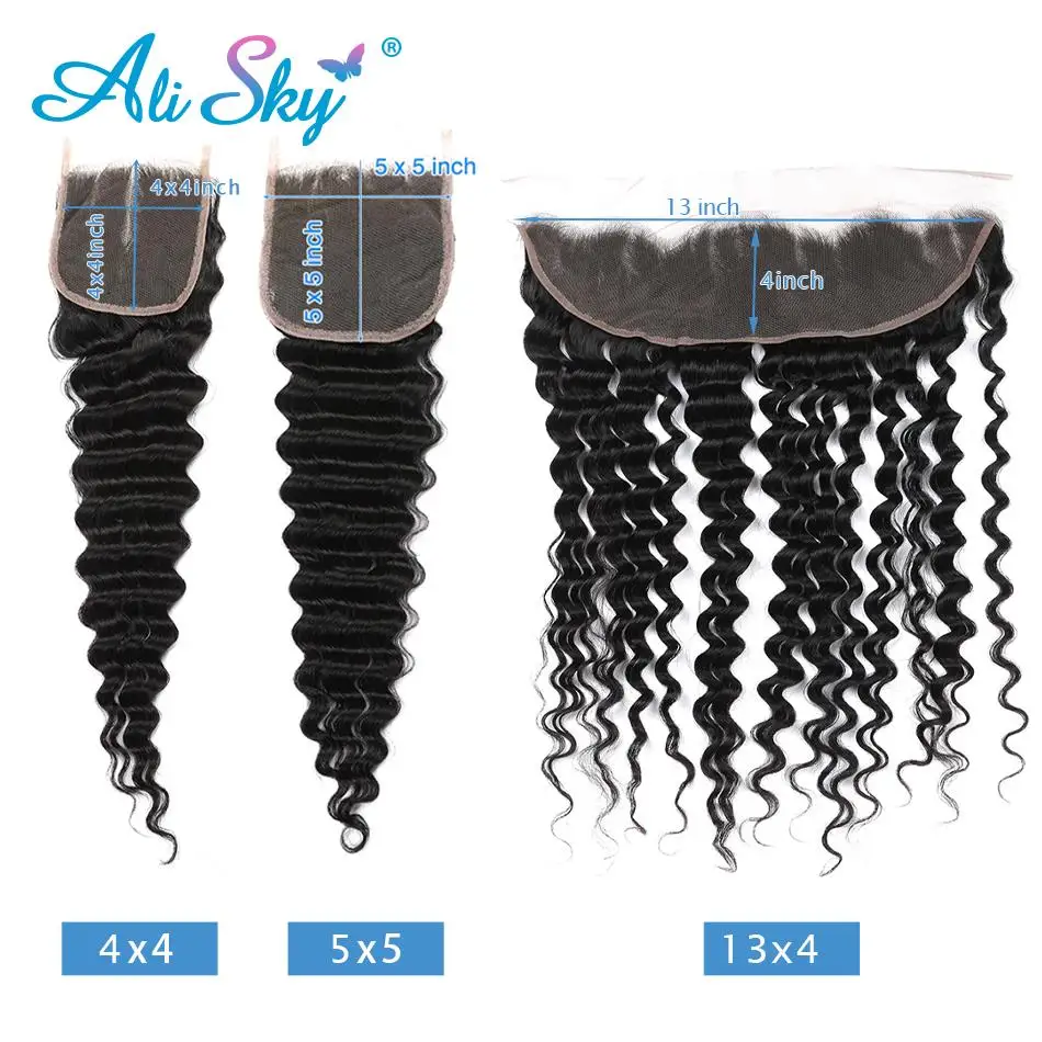 Top Trends: 20 22inch Deep Wave 13x4 Lace Frontal Only Transparent 100% Human Remy Hair 4x4 5x5 Lace Closures Only Closure Cheveux Humain Shoppable Styles