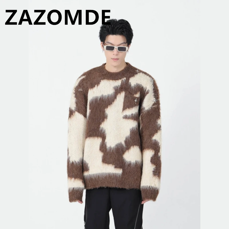 Top Trends: ZAZOMDE Winter Vintage Sweater Hip Hop Retro Knitted Fluffy Fuzzy Patchwork Jumpers Streetwear Harajuku Loose Knitwear Sweaters Shoppable Styles