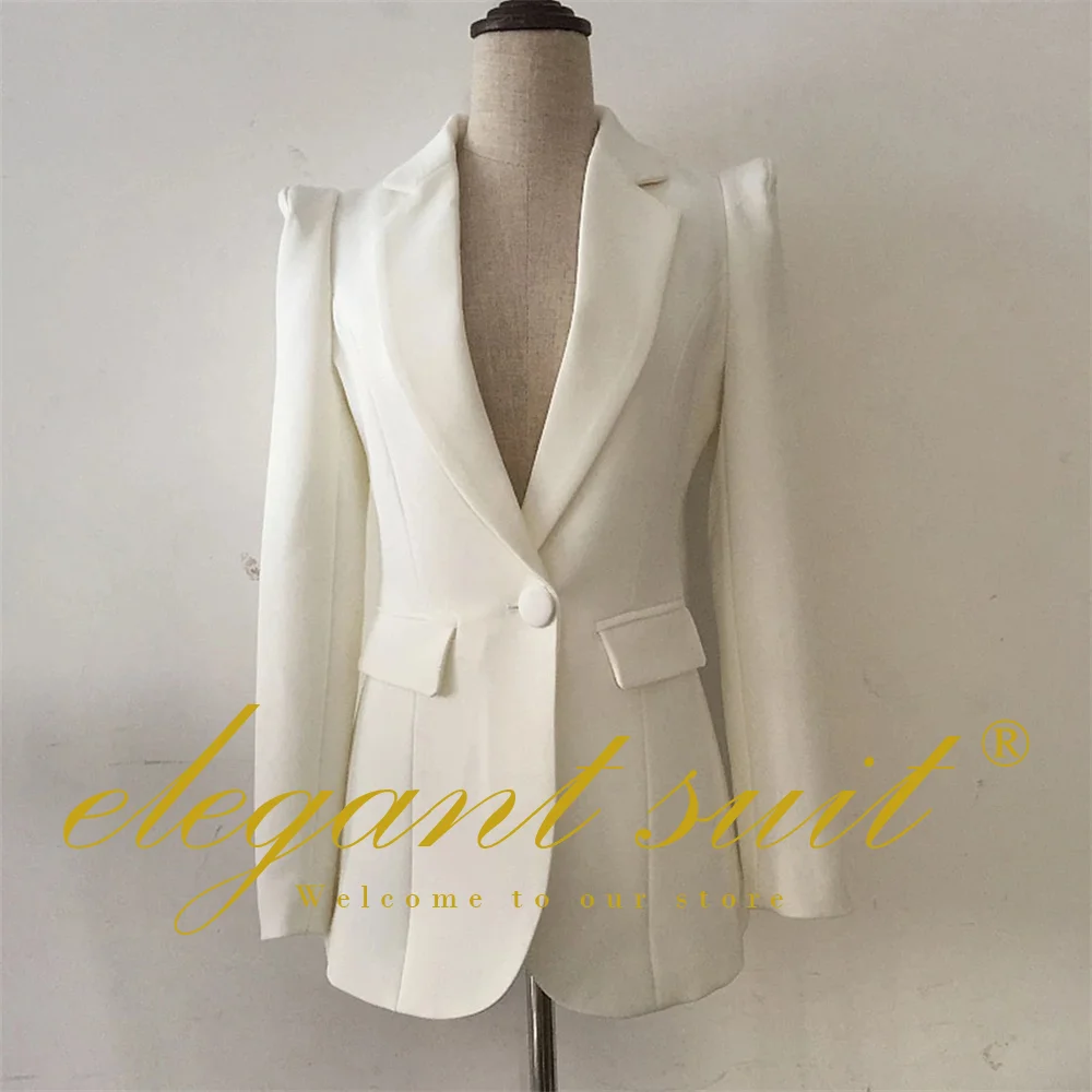 Top Trends: Women's Padded Shoulder Blazer - High Quality Customized Elegant Single Button Jacket For Office Party Casual Suit Shoppable Styles