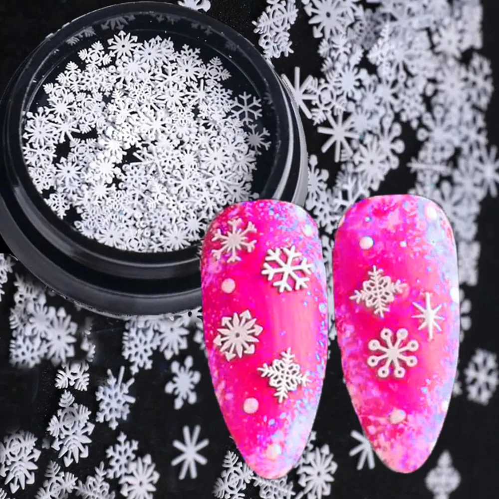 Top Trends: 3D Christmas Snowflakes Metal Nail Glitter Sequins Mixed-Design Hollow-Out White Snow Flakes 3D Xmas Alloy SnowFlakes Decor Shoppable Styles