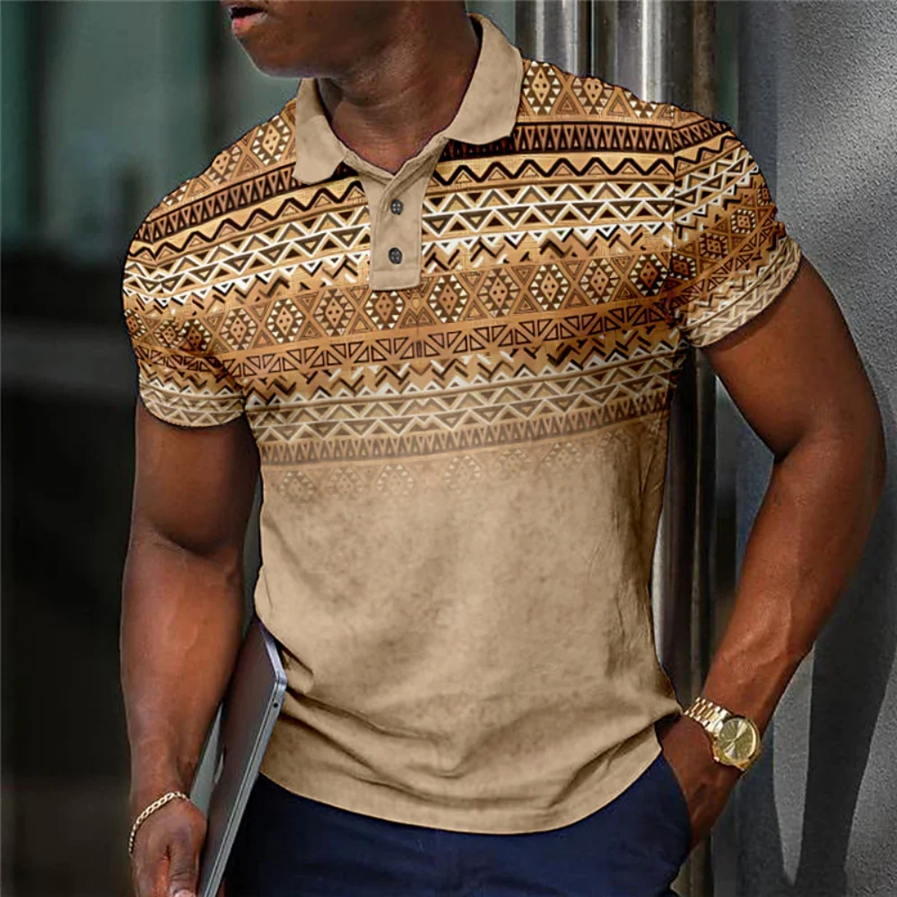 Top Trends: Men&#039;s Lapel Polo Shirt Graphic Prints Geometry TurndownOutdoor Street Short Sleeves Print Cloth Apparel Sports Fashio Streetwear Shoppable Styles