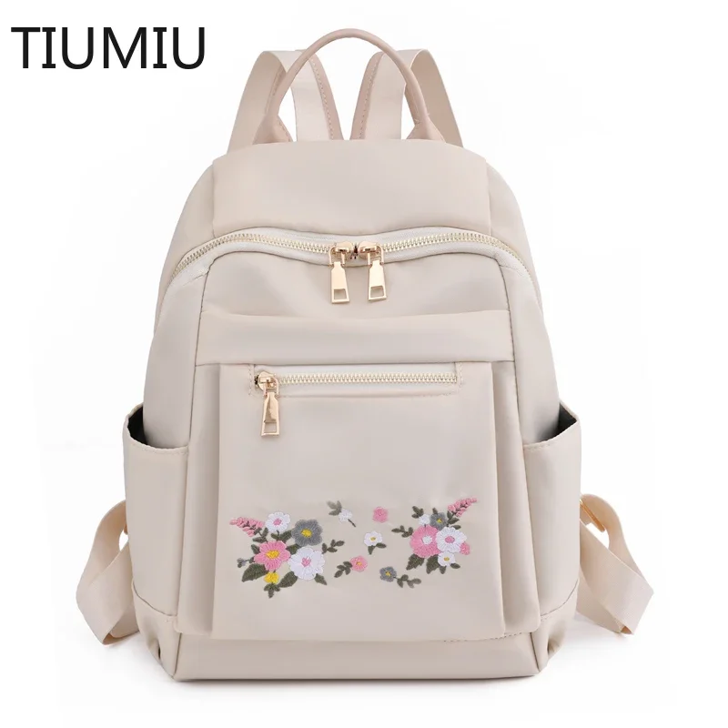 Top Trends: Flower Embroidery Backpack Women&#039;s Anti-Theft Shoulder Bags Casual Large Capacity Nylon Travel Backpack Youth Girls School Bags Shoppable Styles