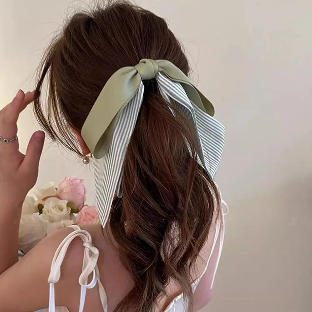 Top Trends: Bowknot Bow Banana Clip Cute Korean Style Ribbon Hair Claw Vertical Clip Ponytail Holder Shoppable Styles - Image 4