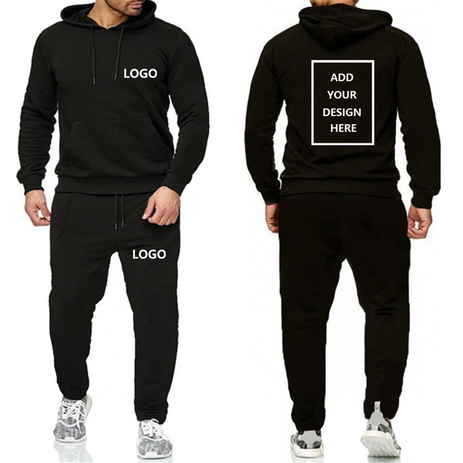 Top Trends: Custom Logo Men's Set Hoodie Sets Men Tracksuit Sportswear Hoodies+ Sweatpant 2 Pieces Male Warm Clothing Pullover Sweatshirts Shoppable Styles