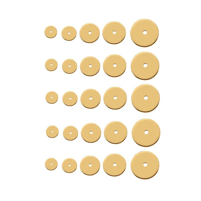 Top Trends: 50pcs Stainless Steel Flat Disc Spacer Beads Gold 4mm-10mm Blank Round Loose Beads For Jewelry Making DIY Craft Hole 1.2mm Shoppable Styles