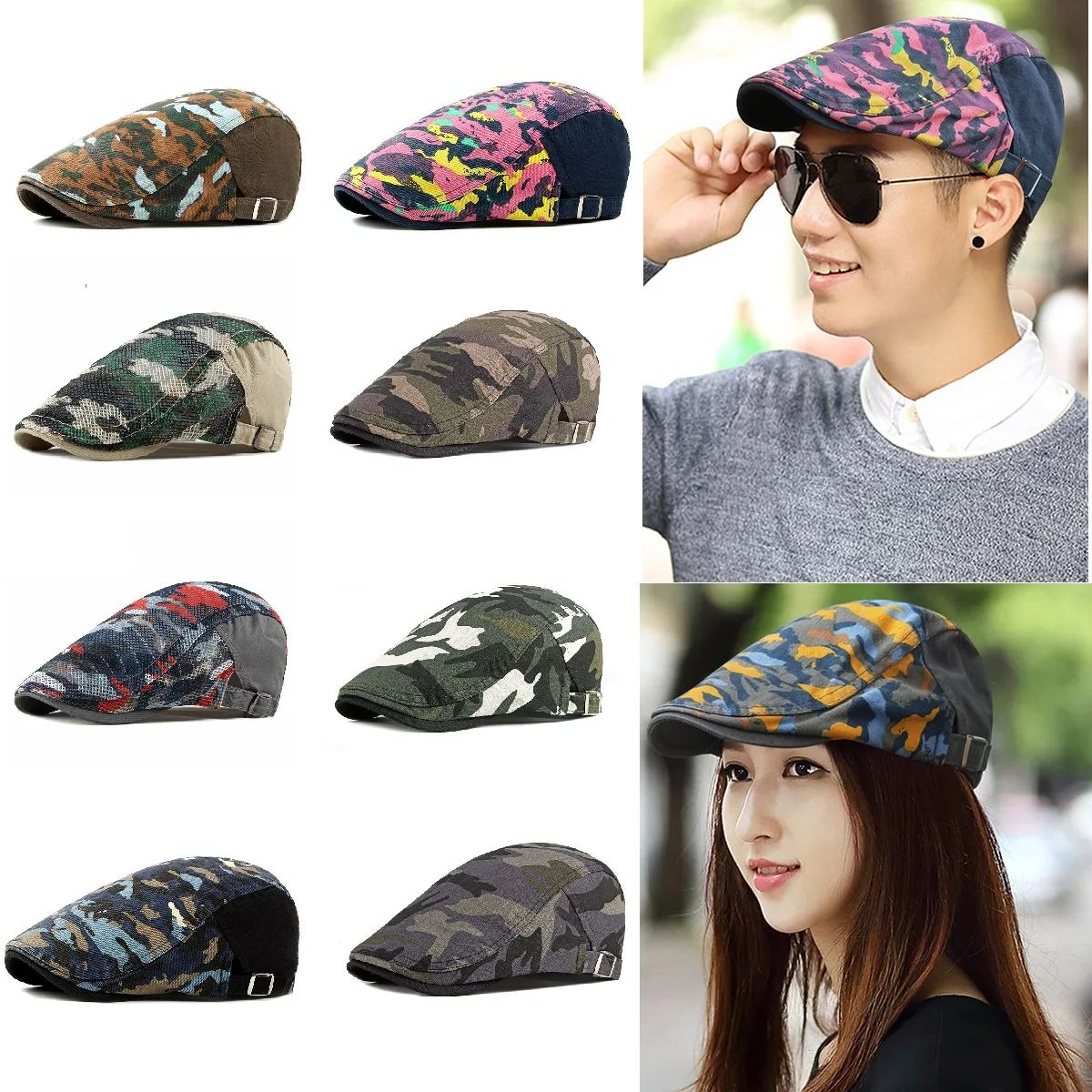 Top Trends: Men's Cotton Flat Cap Ivy Gatsby Newsboy Hat Camouflage Army Military Driving Ivy Hat Cabbie Shoppable Styles