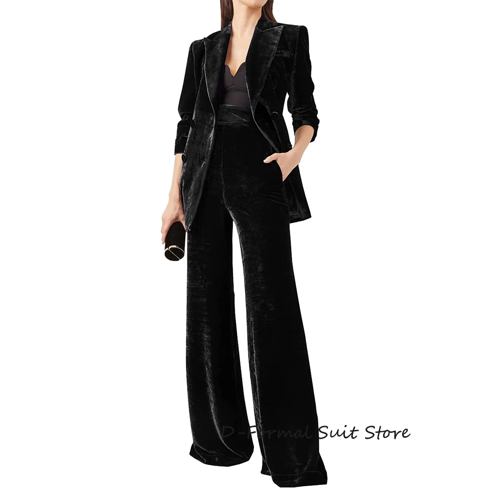 Top Trends: New Women's 2 Piece Velvet Suits Fashion Business Blazer With Pants Ladies Party Evening Wear For Wedding костюм женск Shoppable Styles - Image 4