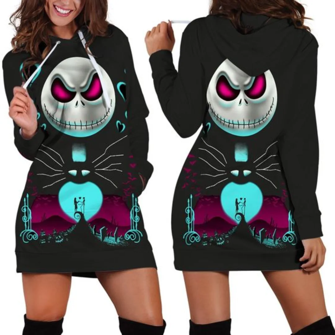 Top Trends: 2023 New Jack Skellington Hoodie Dress Sweater Fashion Disney Dress Sweatshirt Dress 3d Allover Printed Hoodie For Women Shoppable Styles