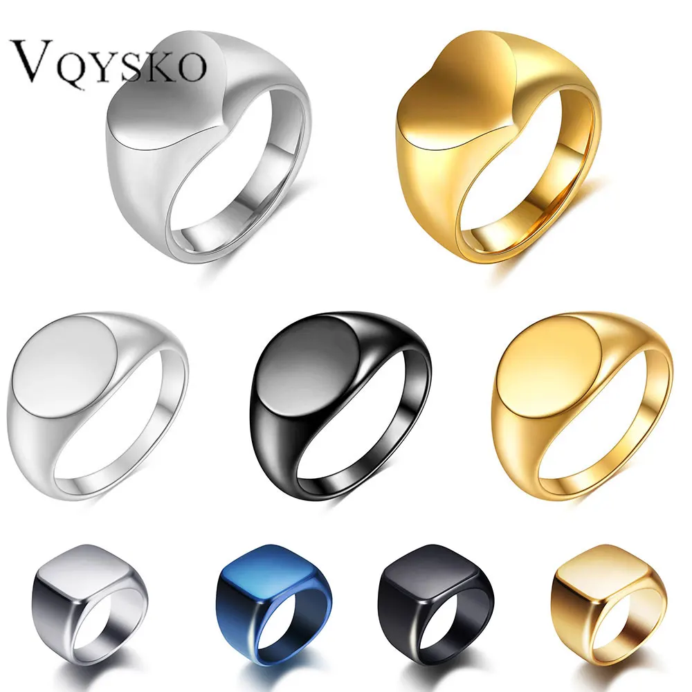 Top Trends: Customized Women Signet Ring Name Letter Pattern Logo Stainless Steel Rings Punk Candid Fashion Jewelry Male Wedding Accessories Shoppable Styles