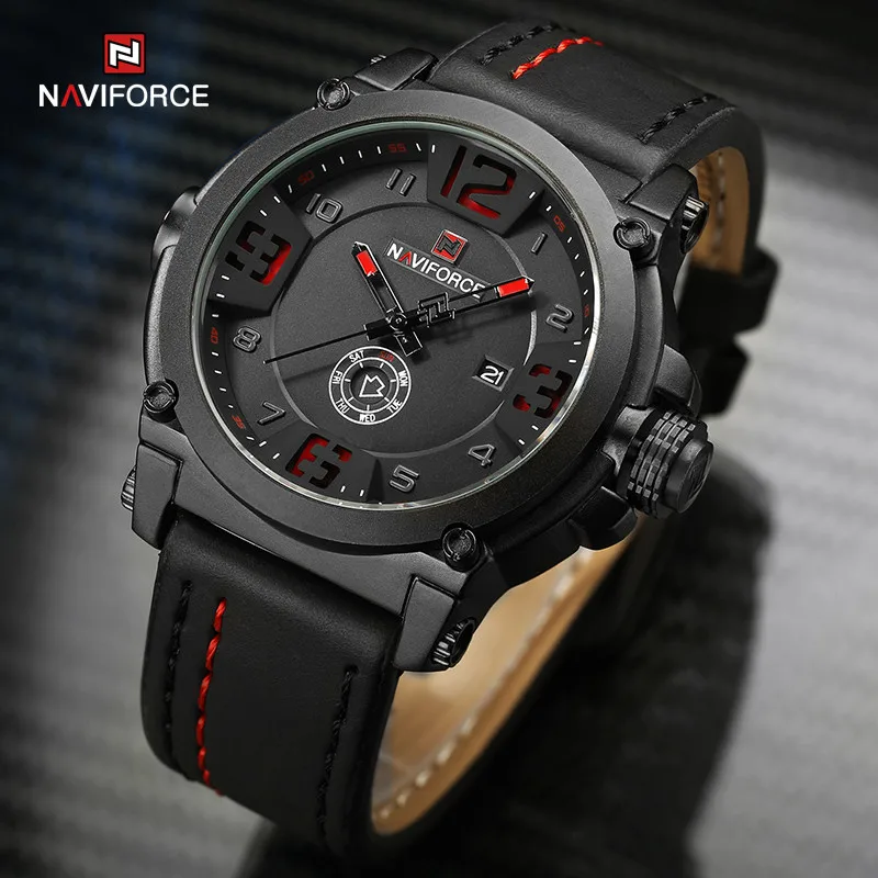 Top Trends: NAVIFORCE Military Sport Watches For Men Original Waterproof Day And Date Display Wristwatches Leather Clock Relogio Masculino Shoppable Styles