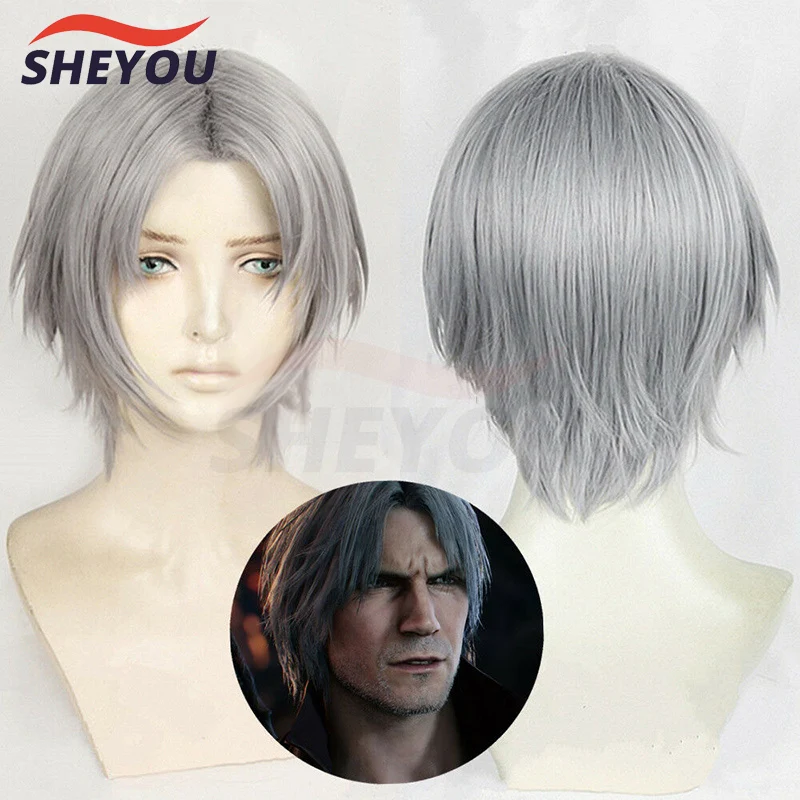 Top Trends: New Game Dante Cosplay Wig Short Silver Hair Heat Resistant Cosplay Costumes Halloween Cos Hair Wigs + Wig Cap Shoppable Styles