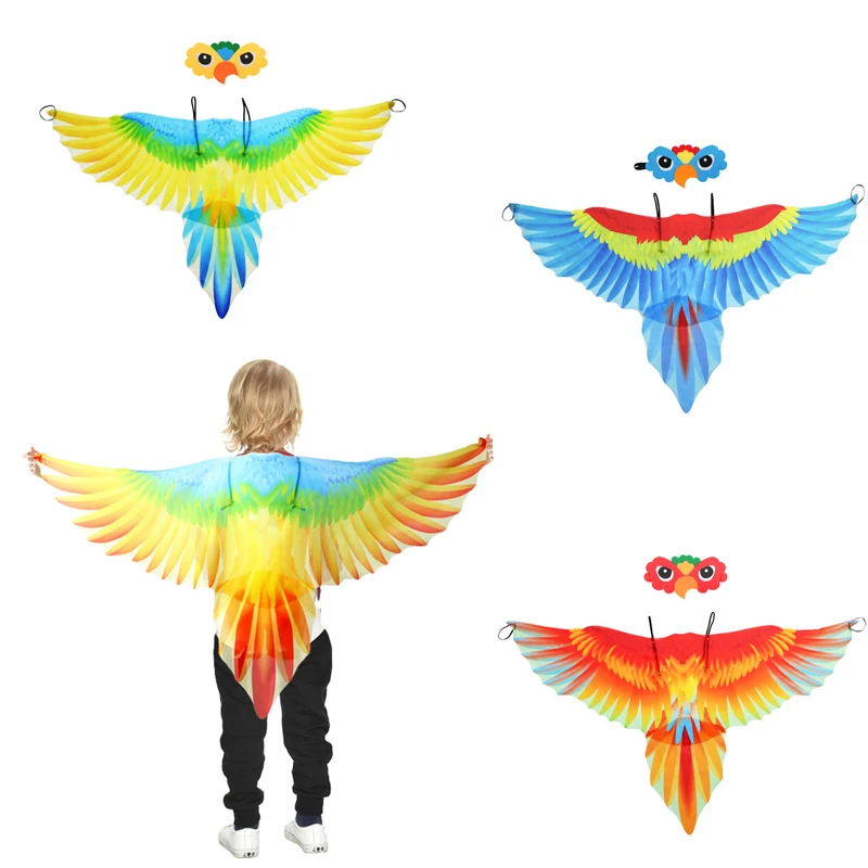 Top Trends: Halloween Children Parrot Wings Cloak Headdress Set Performance Props Parrot Cosplay Costume Gift Girl Boy Costume Suit Shoppable Styles