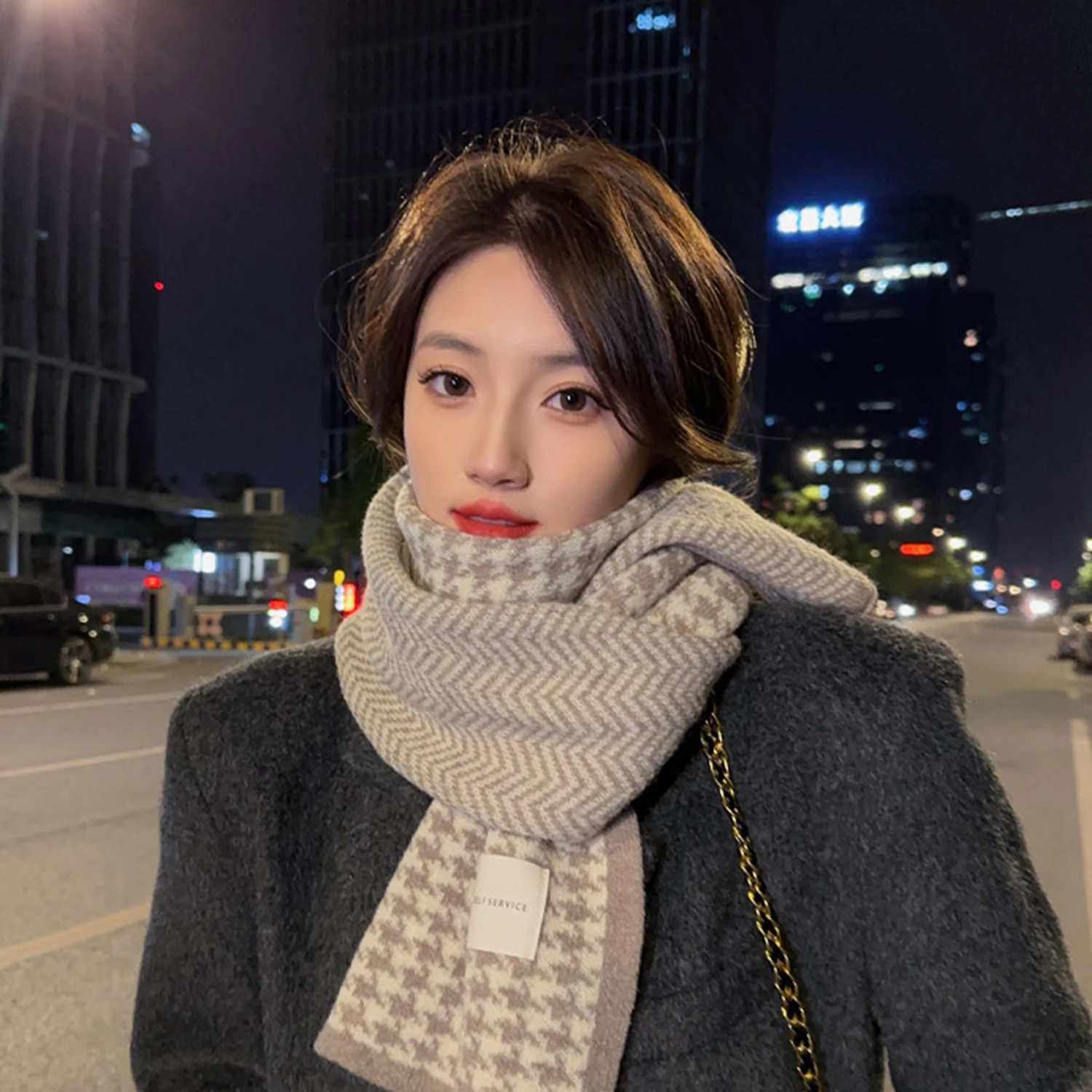 Top Trends: Women Plush Outdoor Warmth Scarf Double Sided Student Thickened Knitted Winter New High Quality Couple Gift Shawls Neckerchief Shoppable Styles - Image 5