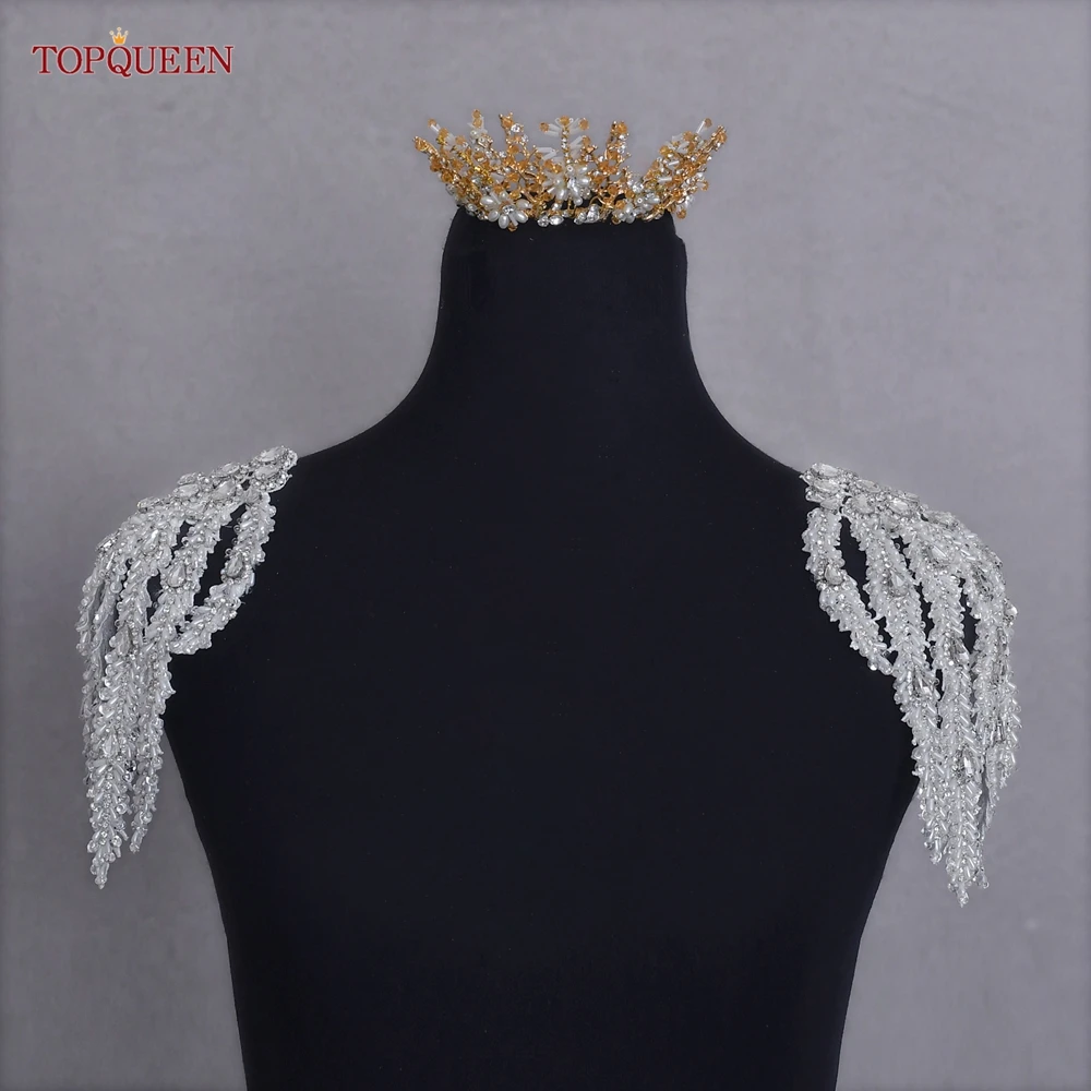 Top Trends: TOPQUEEN SP66 Apparel Applique Set Bead Rhinestone Patches Embellishment 3D Scrapbooking Sewing For Clothing Women Epaulettes Shoppable Styles