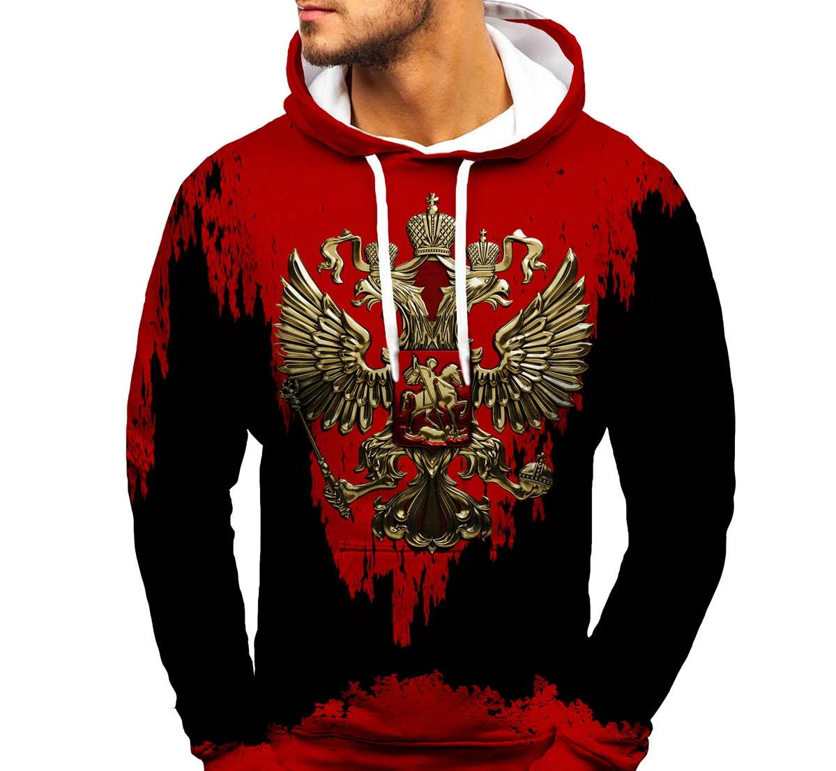 Top Trends: Men's Casual Fashion Russian Eagle 3D Printed Hoodie Men's / Women's Russian Flag Flame Hoodie Loose Street Hoodie Shoppable Styles