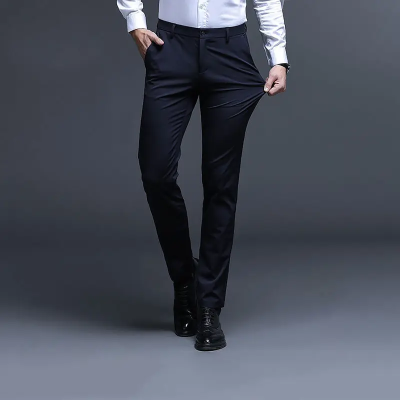 Top Trends: New In Streetwear Men's Summer Thin Suit Loose Straight Tube Business Trousers Spring Autumn Stretch Fashion Casual Pants Shoppable Styles