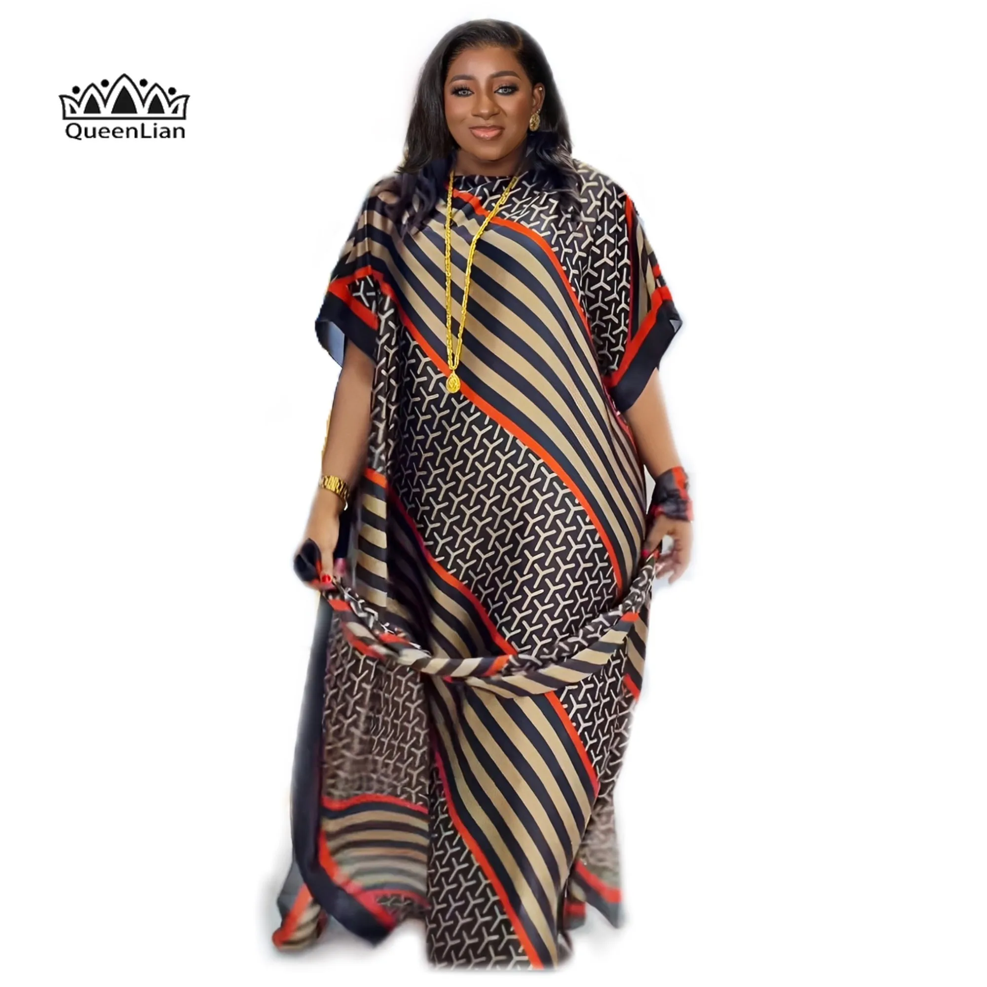 Top Trends: New Style Fashion Oversize African Women Clothing Dubai Dashiki Abaya Free Size Print Design With Scarf Loose Long Dress Shoppable Styles